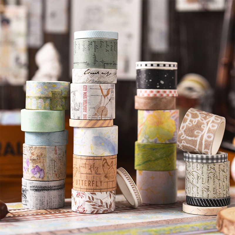 20roll Kotak Retro Seri Sastra Washi Tape Stiker Buku Pegangan Siswa Deco DIY Stiker Set