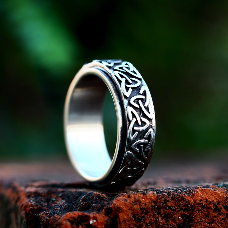 Gaya Vintage Totem Cincin Pria Punk Fashion Perhiasan Aksesoris Perak Baja Titanium Band Rings