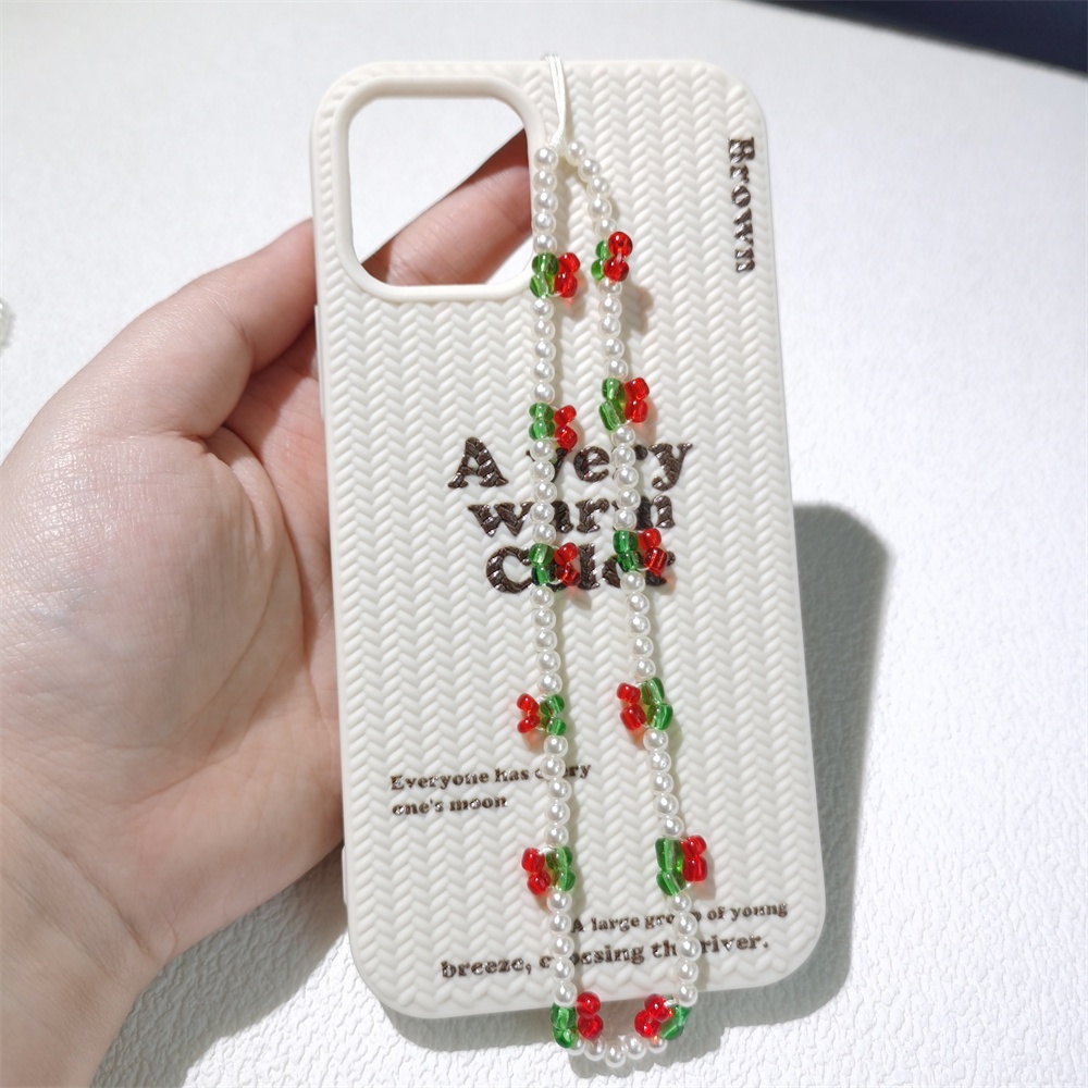 Mini Cherry Mutiara Rantai Ponsel Anti Hilang Lembut Tembikar Tali Tali Lanyard Manik Akrilik Warna-Warni Kasus Ponsel Kabel Gantung L152