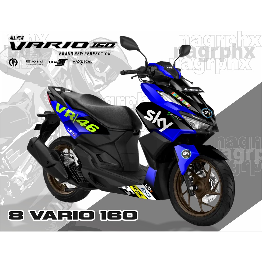 Decal Vario 160 Fullbody Motif VR 46 BIRU hitam