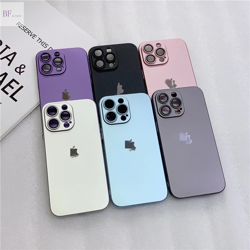 IPHONE Frosted Anti-Sidik Jari Bahan Silikon Lembut Untuk Iphone14 13 12 11 Pro Max Tempered Glass Lens Protection Case