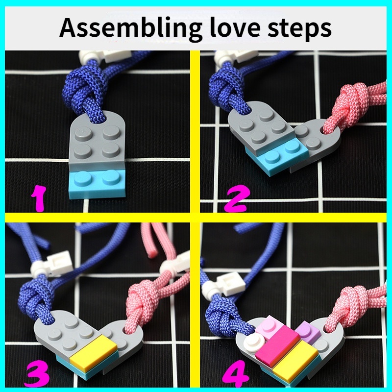 Hati Building Blocks Bracelet Legos Couple Gelang Pasangan Teman Baik Blok Bangunan Gelang