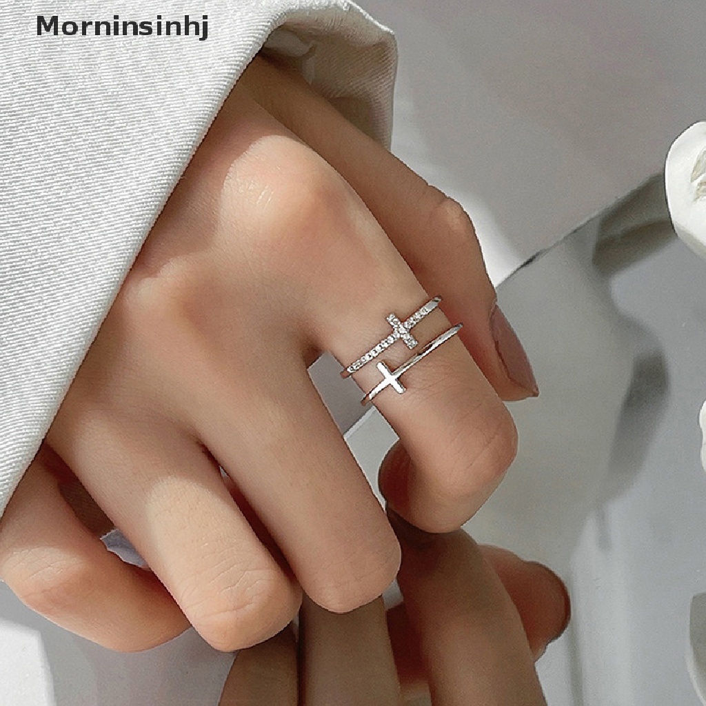 Mornin Cincin Jari Telunjuk Terbuka Zircon Silang Ganda Kedip Untuk Wanita Fashion Perhiasan Hadiah id