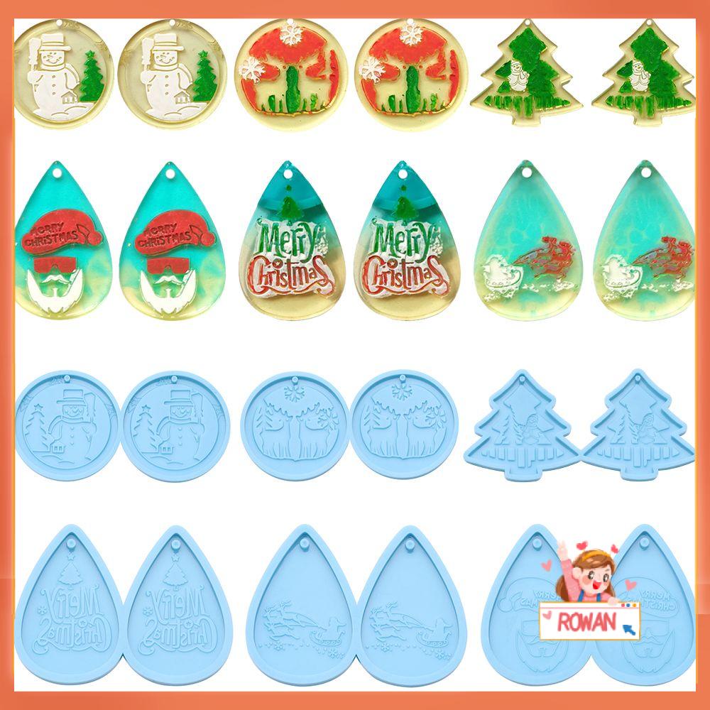 R-flower Chiristmas Earring Cetakan Menjuntai Handmade Santa Claus Merry Chiristmas Jewelry Making Tools Cetakan Silikon Resin