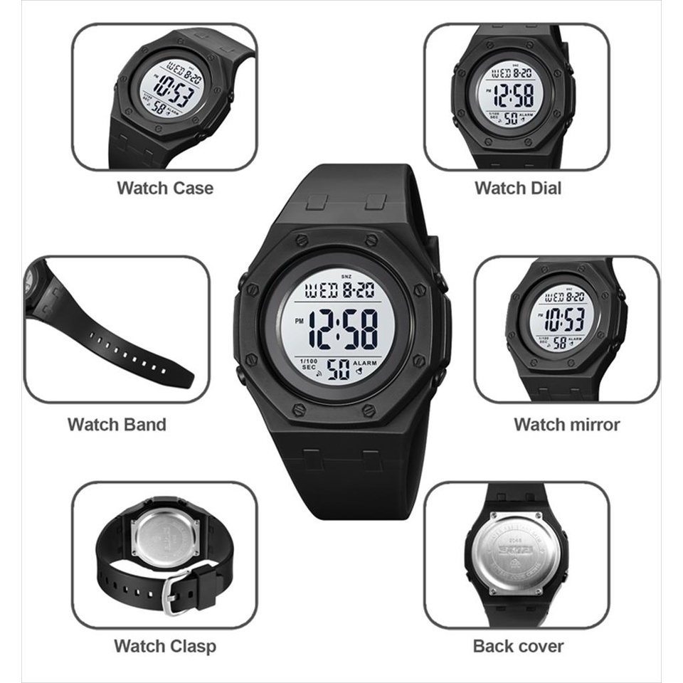 Jam Tangan Digital SKMEI 2048 LED Water Resist Original