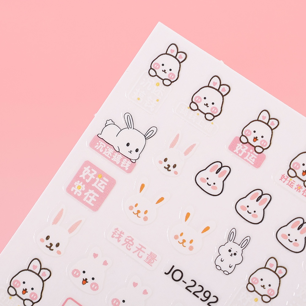 1pc Stiker Kuku Paskah Kelinci Lucu Lobak Kartun Stiker Kuku Kartun Kelinci Nail Art Decals Aksesoris Kuku Untuk Wanita Dan Anak Perempuan