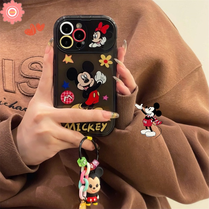 Compatible for IPhone 11 XR 14 13 12 11 Pro Max 7 8 Plus X XS MAX SE 2020 Cartoon Mickey Minnie Mouse Shockproof Creative Flip Make Up Mirror Cute Kuromi Soft TPU Case