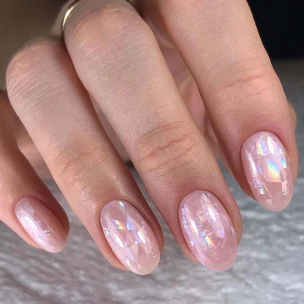 Agustina Dekorasi Nail Art Warna-Warni Cermin Glitter Decal Transfer Paper Stiker Kuku Nail Foil Film