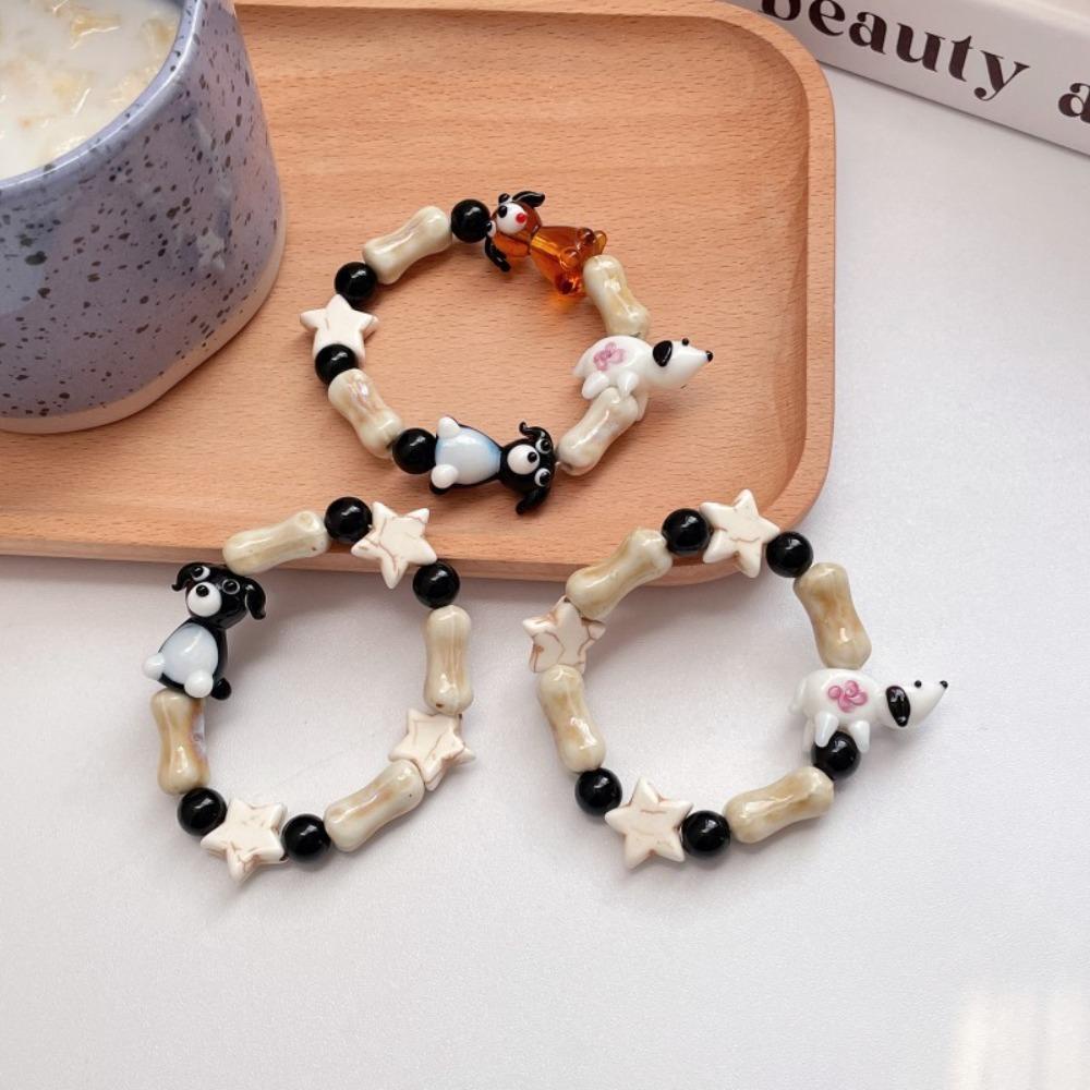 Needway   Gelang Tulang Anjing Lucu Hadiah Pacar Anime Warna-Warni Kreatif Perhiasan Fashion Manik Manis Indah Gelang