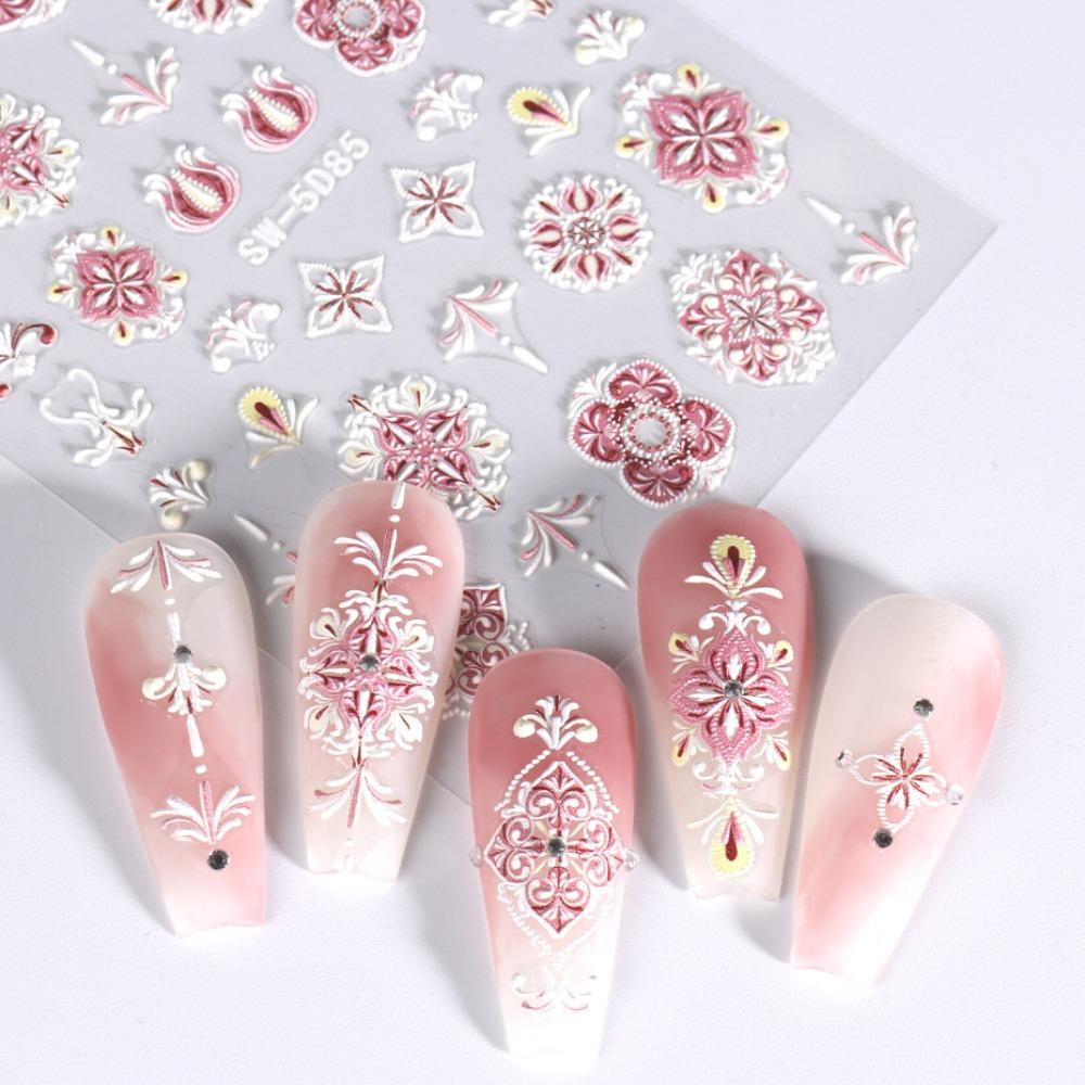 Needway Bohemia Stiker Kuku Wanita Mewah Daun Rose Self Adhesive Nail Dekorasi