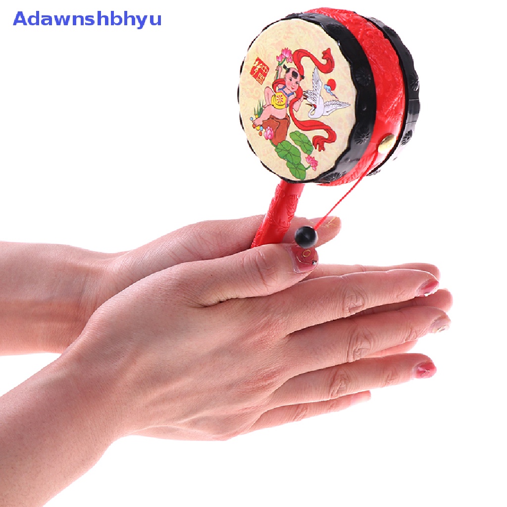 Adhyu 1Pc Mainan spin Tradisional China rattle drum Anak Kartun Bel Tangan Untuk Bayi ID