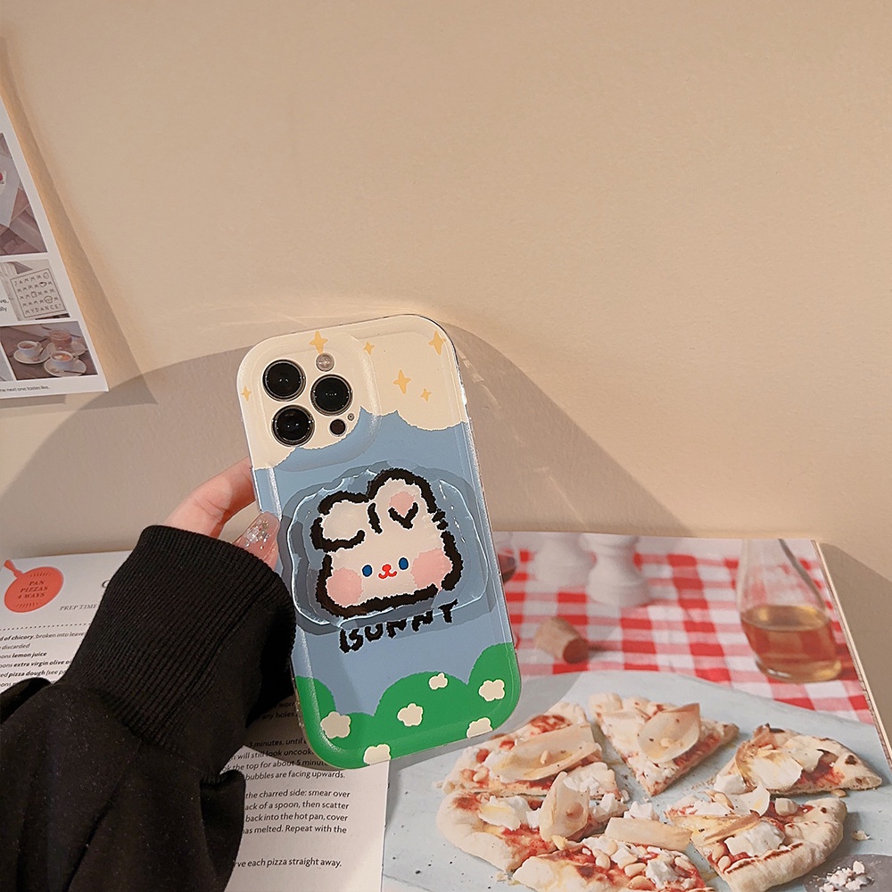 IPHONE Sky Cute Rabbit Kartun Silikon Case Dengan Rabbit Holder Untuk Iphone14 11 12 13 PRO MAX Casing Cover Pelindung AT0067