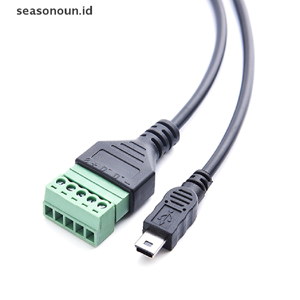 Seasonoun Konektor Sekrup Mini USB Male to 5pin Dengan Kabel Adapter Colokan Terminal Shield.