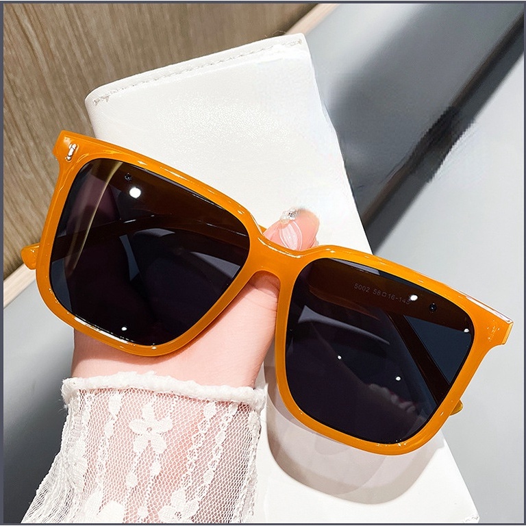 Retro Bingkai Hitam Besar Versi Korea Kacamata tawny square sunglasses ins trend sunglasses