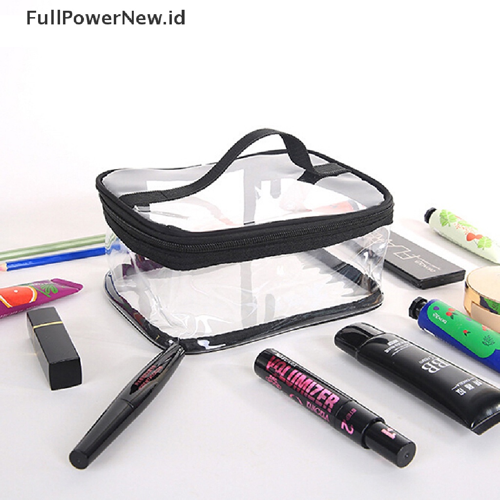 Power Bening Transparan PVC Travel Kosmetik Makeup Alat Mandi Wash Bag Pouch Zipper Bag ID