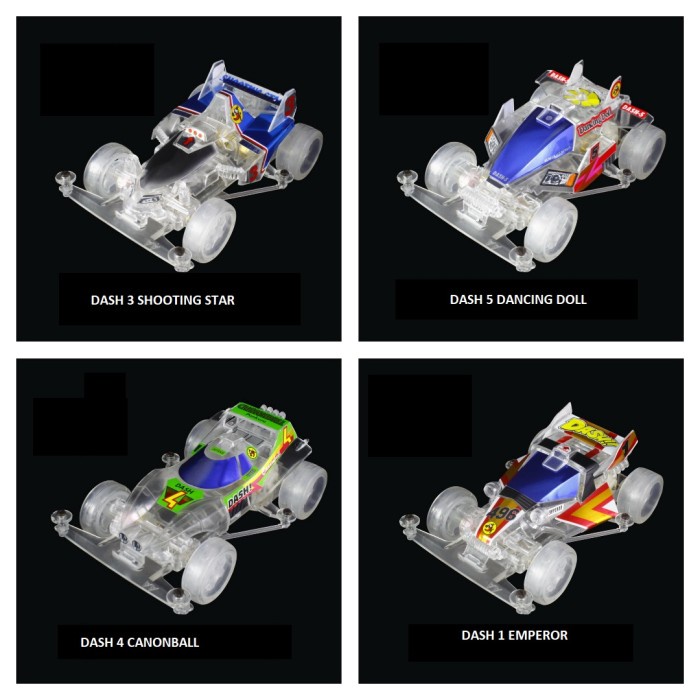 Mini 4wd Merk AA Seri Dash Classic Warna Clear Type 5 Chassis