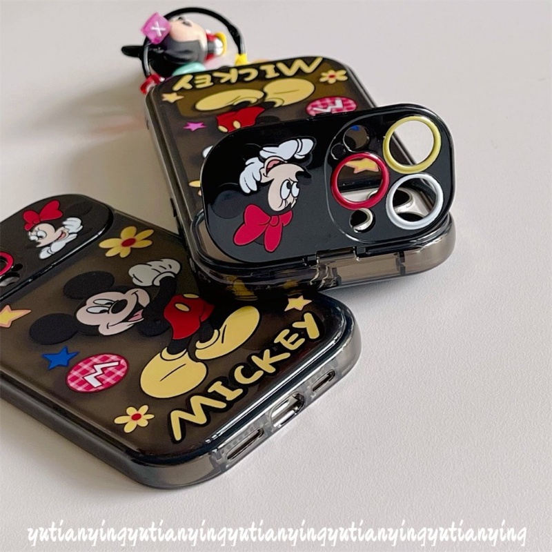 IPHONE Flip Make Up Cermin Mickey Minnie Mouse Cute Case Kompatibel Untuk Iphone14 11 13 12 Pro Max7 8 Plus X XR XS Max SE 2020 Shockproof Soft TPU Kartun Disney Phone Cover