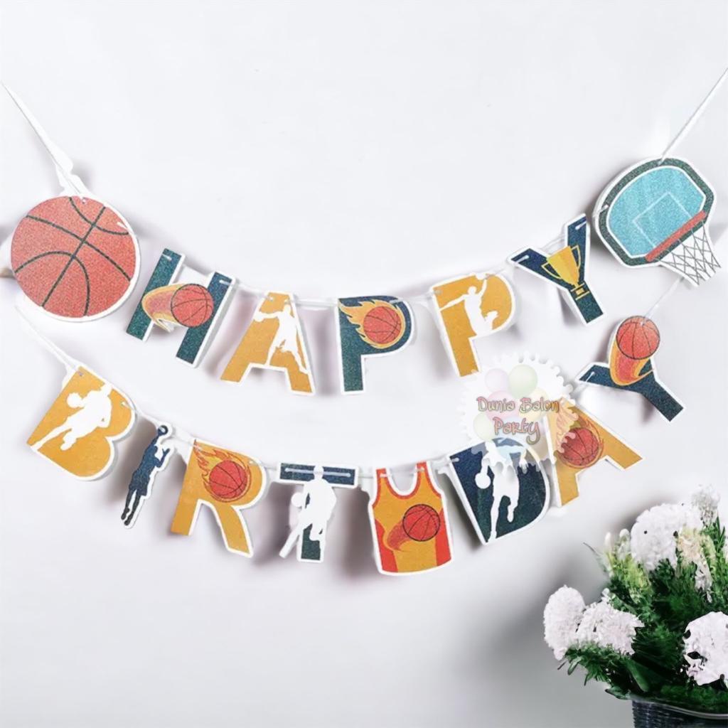 Banner HBD Bola Basket / Bunting Flag Hbd Bola Basket / Banner Basket