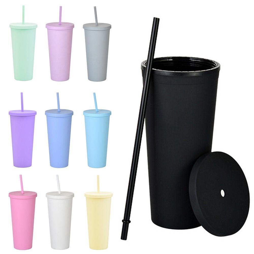 Chookyy Double-layer Skinny Tumbler Reusable With Lid Tempat Minum 24oz Gelas Lurus