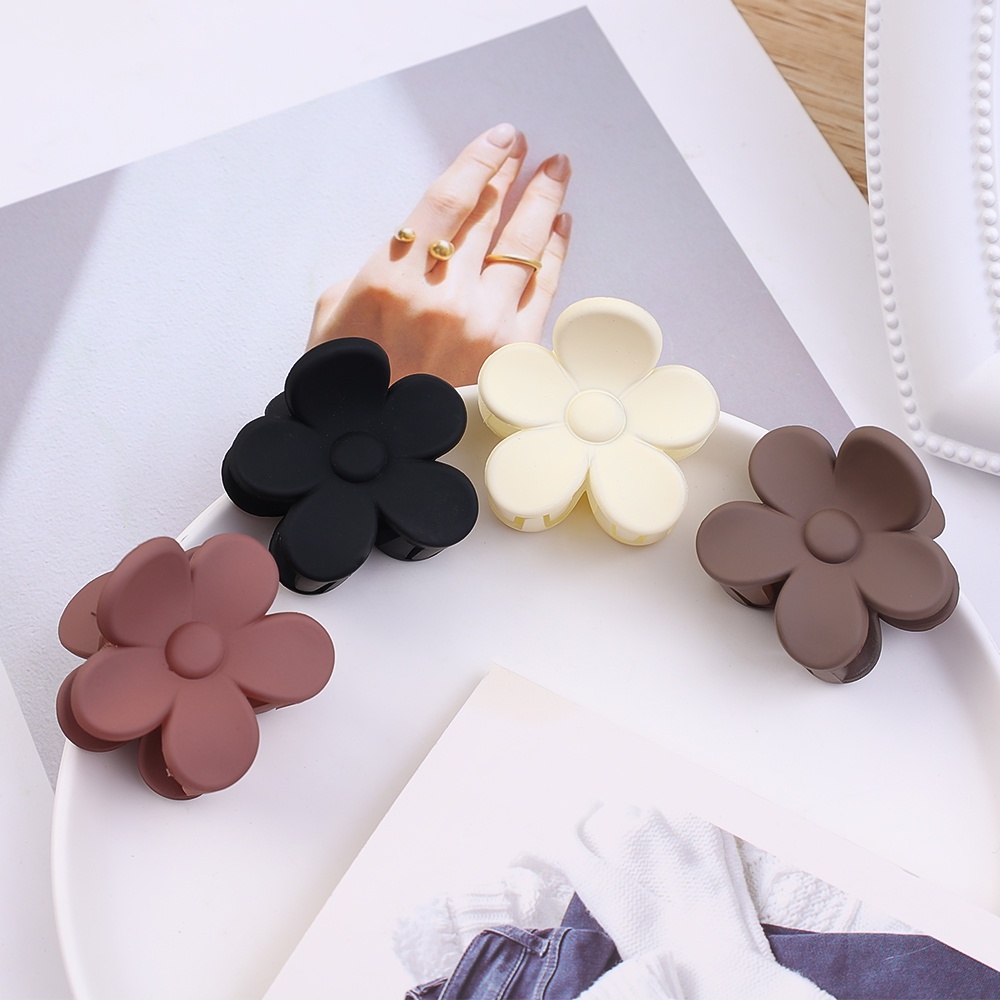 Jepit Rambut Wanita Matte Bunga Hair Clip Elegan Wanita Hair Pin Aksesoris Rambut Hair Claw Hiasan Kepala Vintage Perempuan Korean INS Style Ponytail Holder