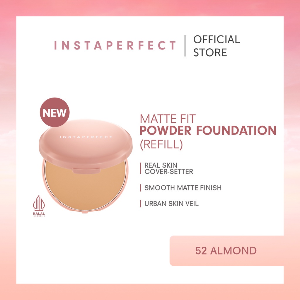 Rumah Cantik 354 Wardah Instaperfect Refill Matte Fit Powder Foundation 13 g - Refill Bedak (Real Skin Cover Setter, Smooth Matte Finish, SPF 20 PA+++)