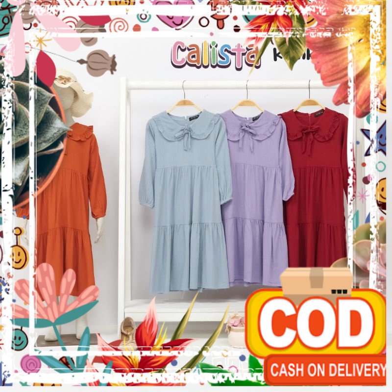 Ollet Gamis CALISTA gamis krinkle rayon premium / ijo muda tua