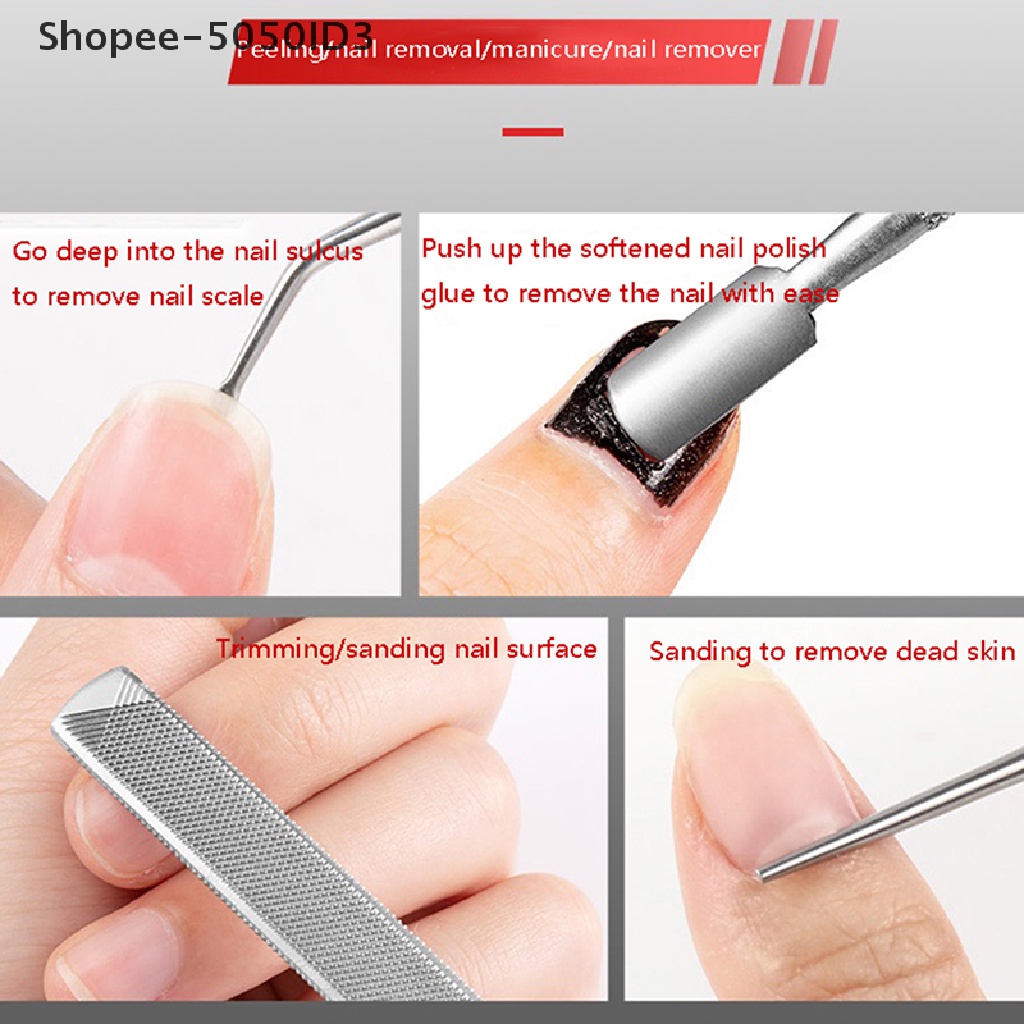 [HOT] 4pcs Cuticle Pusher Trimmer Penghilang Kulit Mati Manicure Pedicure Alat Nail Art [ID]