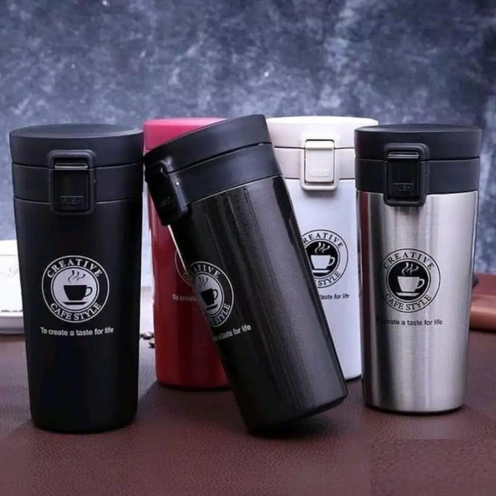 GOS -F102- Termos Kopi Travel Mug Vacum Coffee Tahan Air Panas&amp;Dingin Coffee Cup - Thermos Kopi Stainless Steel 400ml