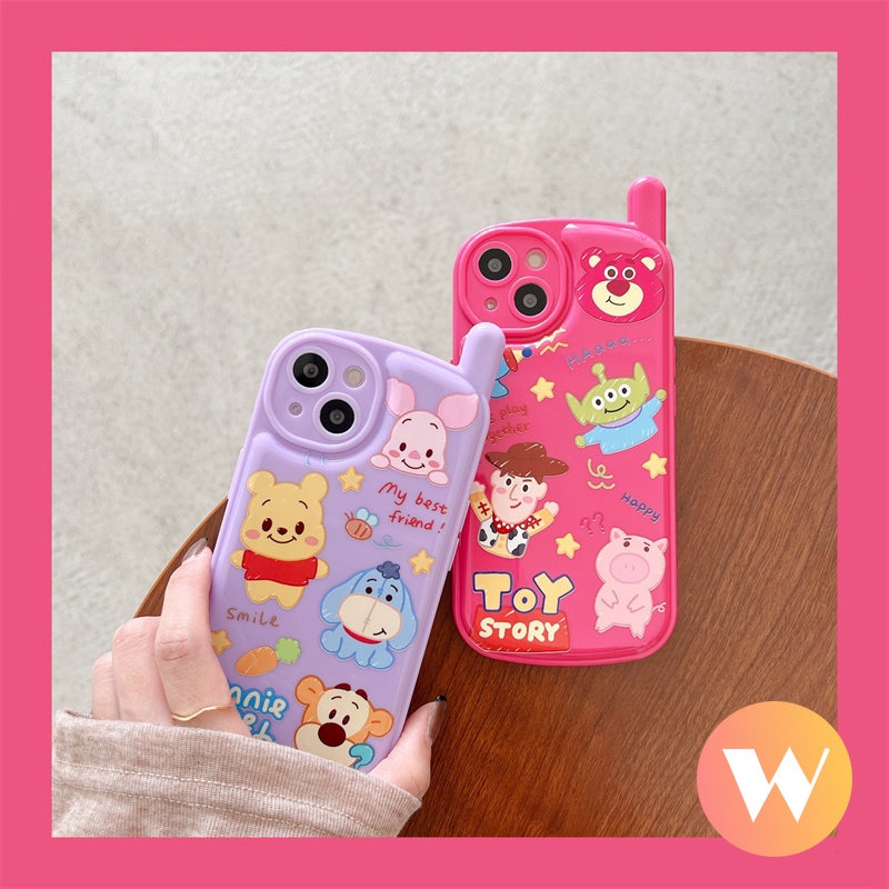 IPHONE Kartun Toy Story Cute Winnie The Pooh Case Kompatibel Untuk Iphone7 8 Plus XR 11 14 12 13 Pro Max X XS Max SE 2020 Lovely Manyo Retro Kepribadian Bentuk Ponsel Seluler Soft Cover