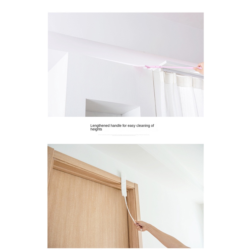 ღ Genggam Diperpanjang Menangani Kesenjangan Sikat Kepala Sikat Datar Debu Sikat Pembersih dengan 10 Pcs Non-anyaman pembersih Rumah Tangga Penghapusan Cleaning Alat