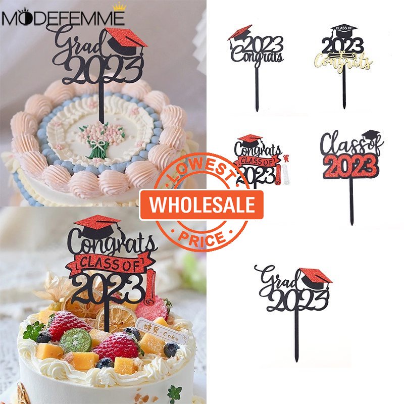 [Harga Grosir] 2023musim Wisuda Topper Kue Tanda Coklat Muffin Ice Cream Hiasan Baking Dessert Dekorasi Aksesoris Akad Pesta Akrilik Shiny Insert Card