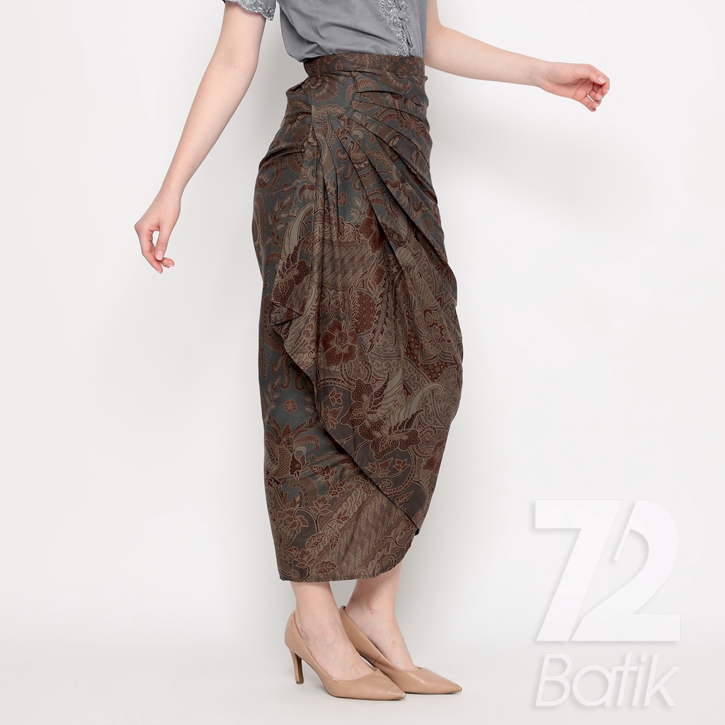 ROK BATIK SPAN Jena Skirt Lilit Kebaya Instan Modern Wanita Motif Burung Rona Warna Abu Grey Gray 723198 Cap 72 - Rok Batik Lilit Bawahan Skirt Kamen Kebaya Songket Batik Panjang Plisket Span Instan Jadi Bali Lembaran Premium Modern Untuk Wanita Kondangan