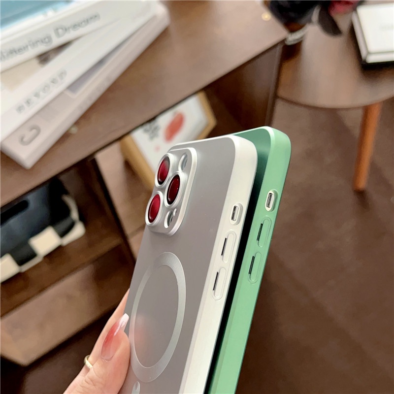 IPHONE Soft shell phone case Untuk Iphone11 12 13 14Pro Max casing Magnetic back cover casing Free delivery Data line protector