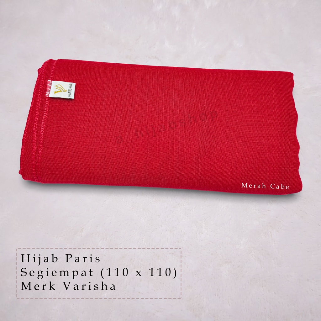 Jilbab Segi Empat Paris Polos Jadul Premium Varisha By Mardhatillah Warna merah cabe - chili red uku