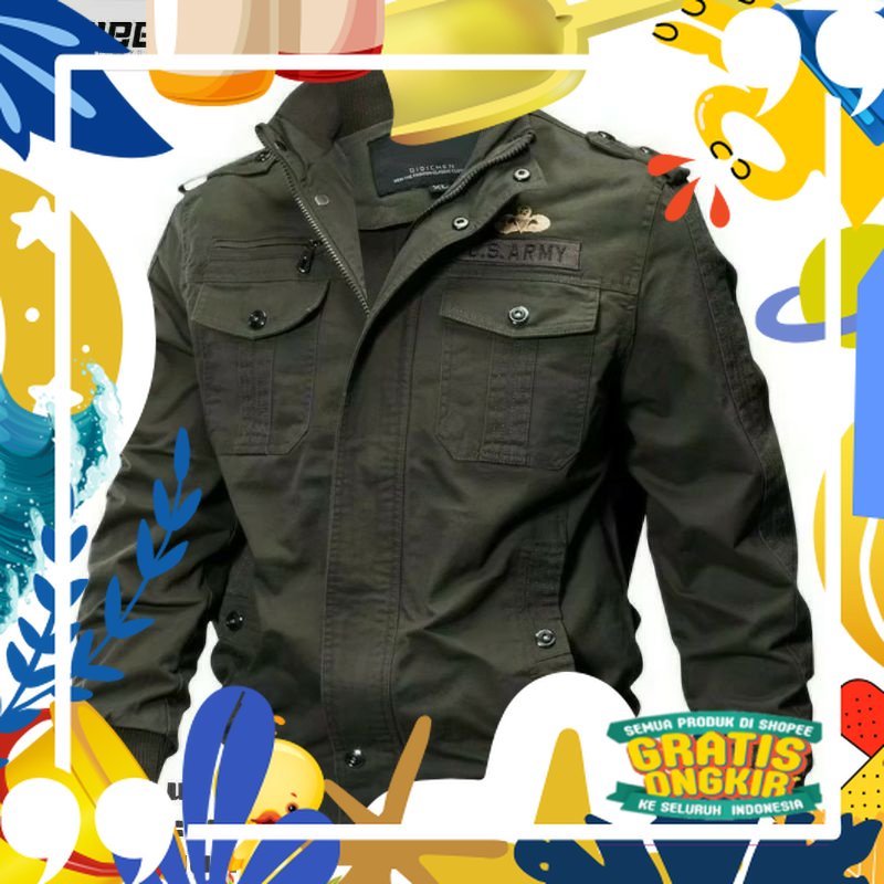 [COD]JAKET BOMBER US ARMY JAKET CANVAS PRIA JAKET BOMBER PRIA/ merah putih biru polos