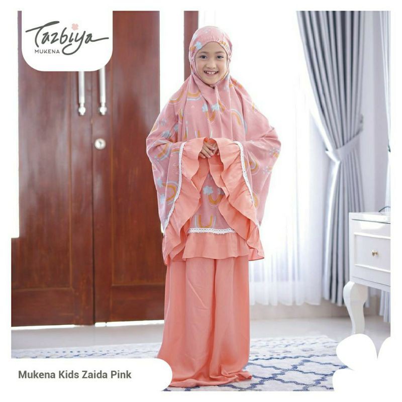 Mukena Tazbiya/Mukenah Tazkia Cantik Jumbo Dewasa Katun Rayon Adem Zaida/Zaida Kids couple