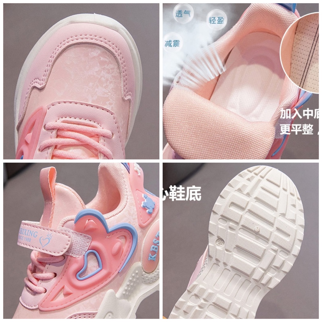 TOPGROSIR LV0221 Sepatu Sneakers Anak Perempuan Fashion Import Motif Love KBStar Kualitas Premium