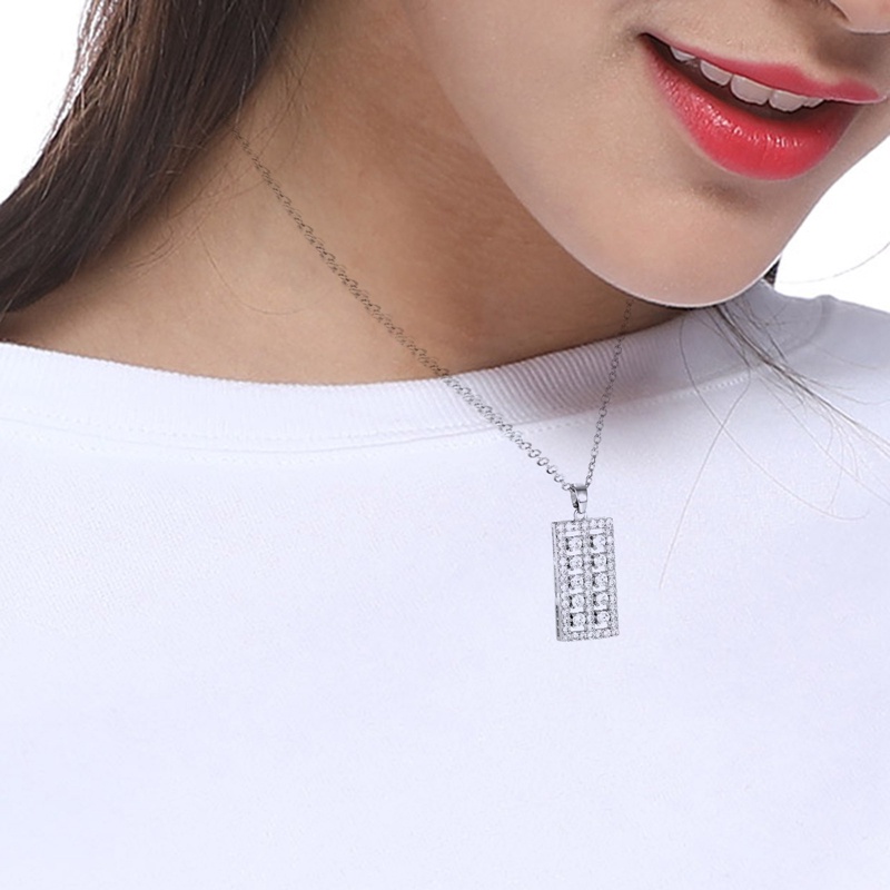 Fashion Pengantin Wanita Pernikahan Kalung Geometris Persegi Panjang Berbentuk Liontin Kalung Dengan Batu Cubic Zirconia Perhiasan Trendi Untuk Wanita
