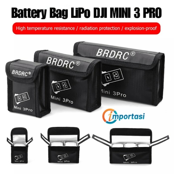 Battery Bag LiPo DJI Mini 3 Pro Tas Baterai Anti Ledak Fireproof - 3 Batteries Bag