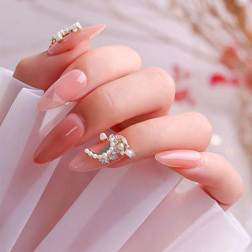 Mxbeauty Alloy Nail Art Liontin Mutiara 3D Gelap Gaya Baroque Manikur Alat Perhiasan Zirkon Dekorasi Kuku