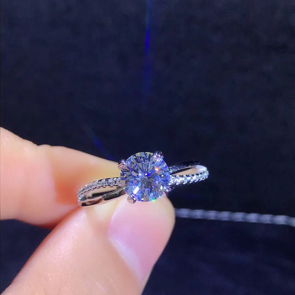 Goldkingdom Aksesoris Perhiasan Fashion Ready Stock Cross Cincin 2karat Simulasi Mosanite Zirkon Delapan Hati Dan Delapan Panah Pernikahan Berlian Cincin Perempuan.