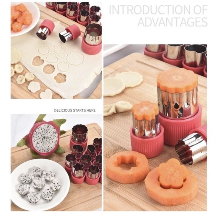 20 pcs Set Alat Cetakan Cutter Pemotong Wortel Cookies Roti Buah Bento