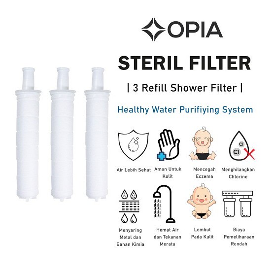 Opia Steril Shower Body Filter Refill Pack (3ea/Pack) – Filter Air untuk Shower Kamar Mandi