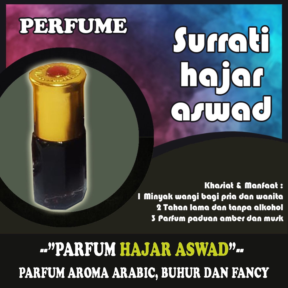 PARFUM HAJAR ASWAD AL HAJIR ASLI ARAB SAUDI 6 ML, MINYAK WANGI FARFUM SAUDI, WEWANGIAN ARAB