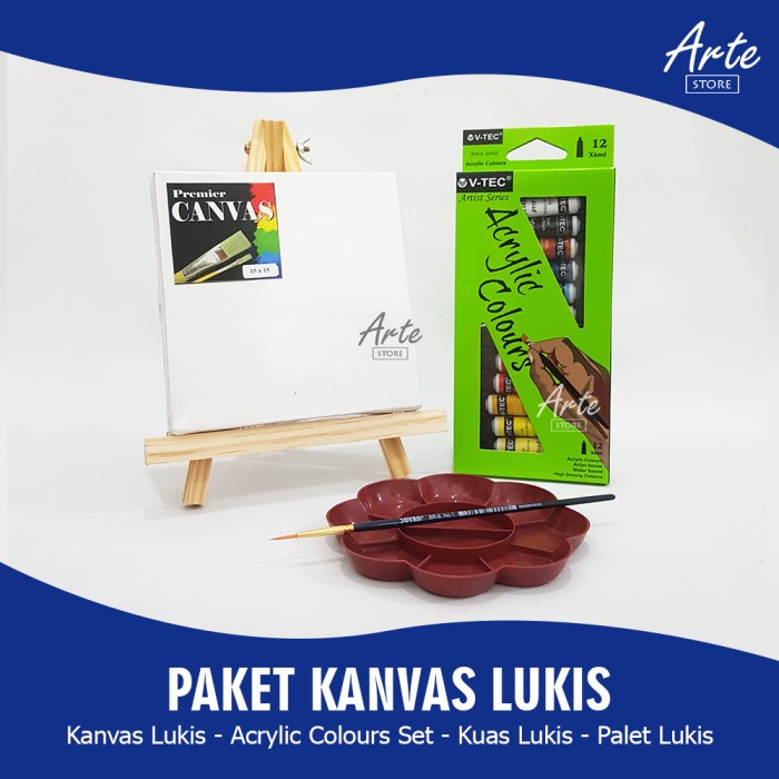 

DISKON WARNA/ PAKET KANVAS LUKIS (Kanvas Lukis, Cat Acrylic, Kuas dan Palet) - 30x20 cm
