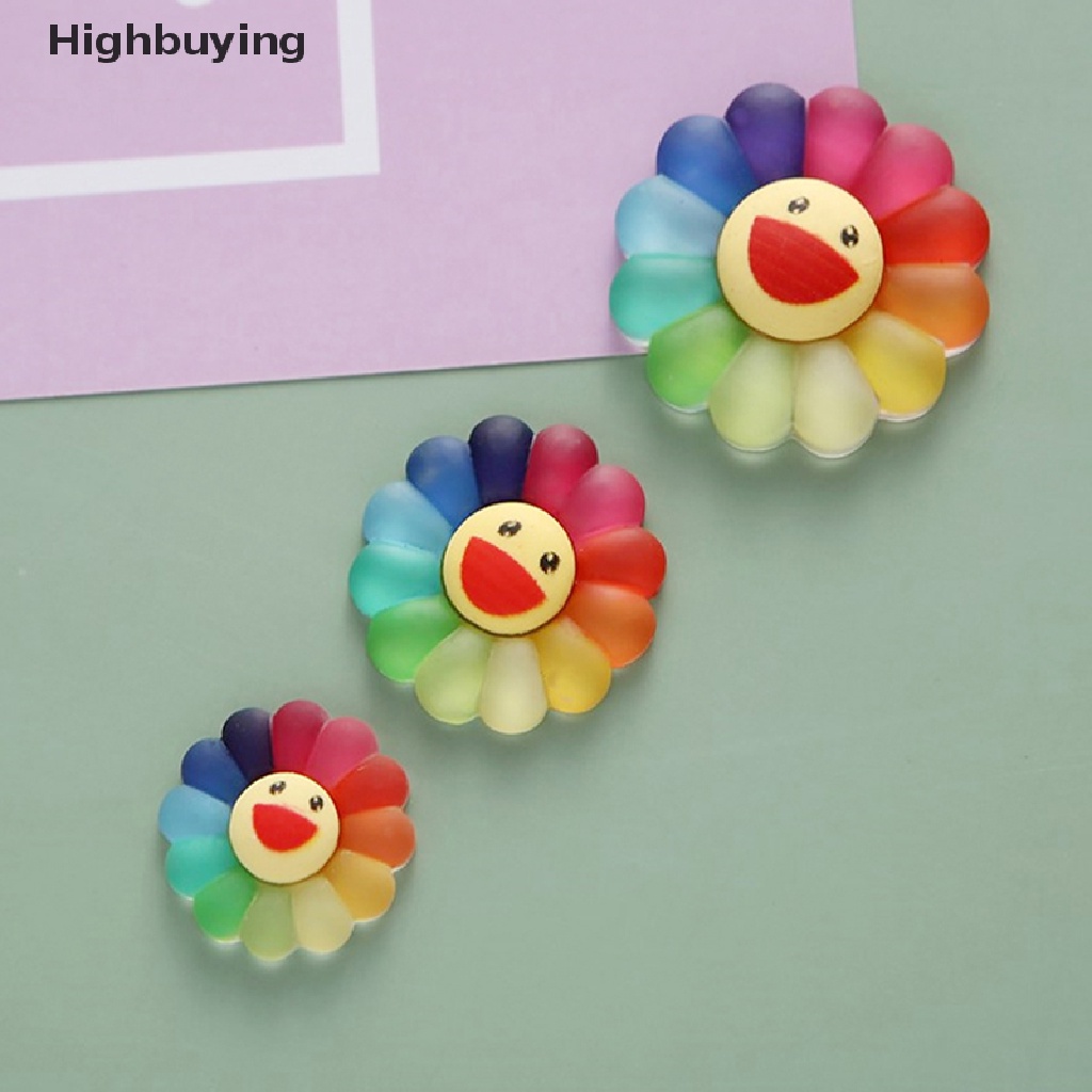 Hbid 10Pcs 3ukuran Colorful Smile Sun Flower Mixed Color Style Flat Back Resins Cabochon Scrapbook 3D Resin Patung Miniatur Glory