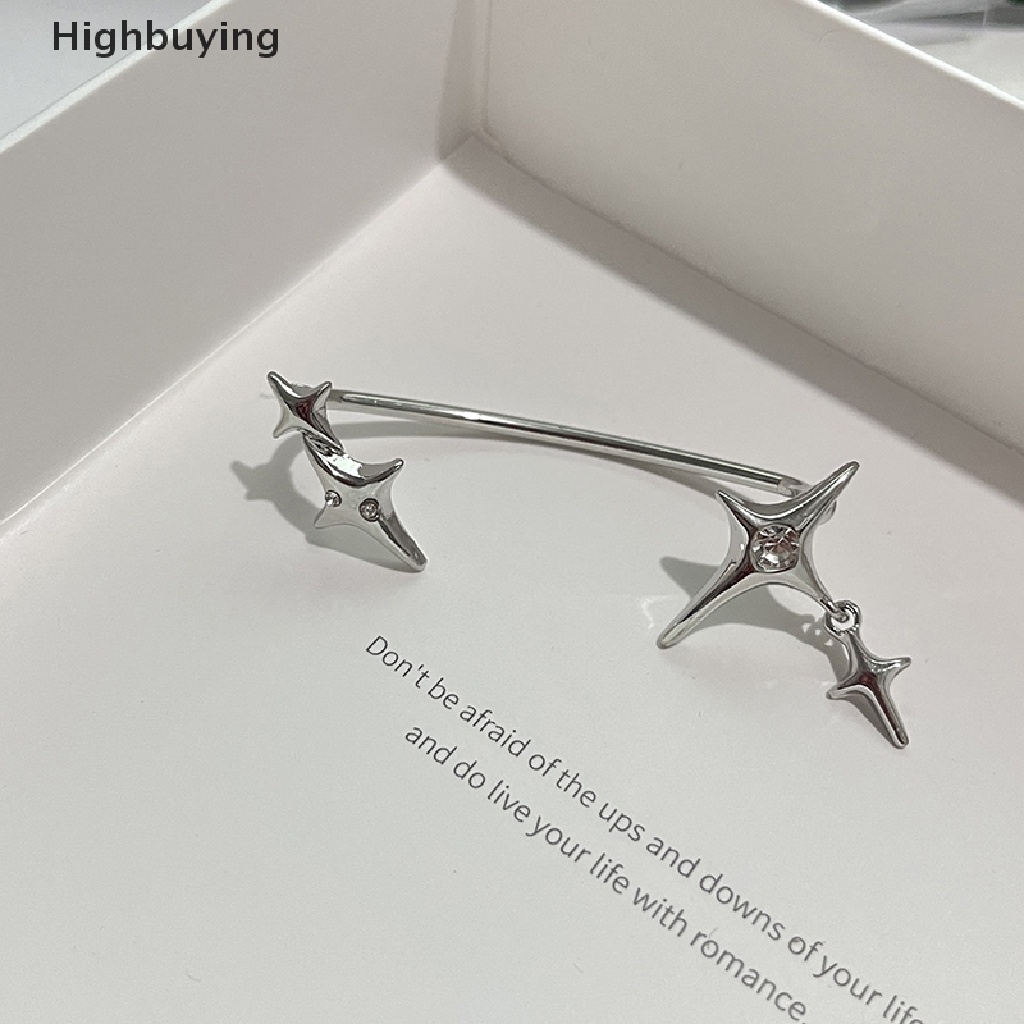 Hbid 1pasang Fashion Warna Perak Bintang Klip Telinga Manset Anting Untuk Wanita Zirkon Ada Trendi Klip Telinga Gothic Tidak Teratur Earcuff Earring Perhiasan Glory