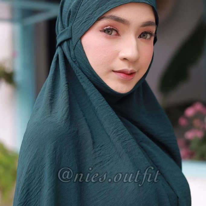 READY "NEW ARRIVAL" NIES OUTFIT - SYAHIRA BUTTON MASK Khimar dengan Kancing - Emerald