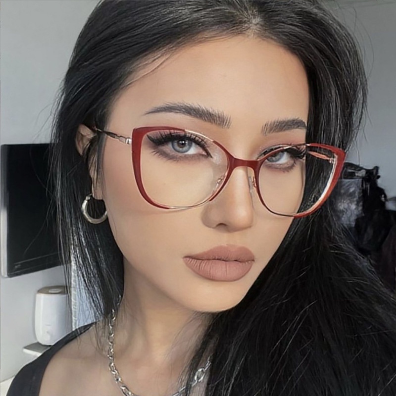 Kacamata Anti Radiasi Cat Eye Wanita Pria Kacamata Aesthetic Lensa Yang Dapat Diganti Frame Kacamata Retro Anti Blue Light Glasses