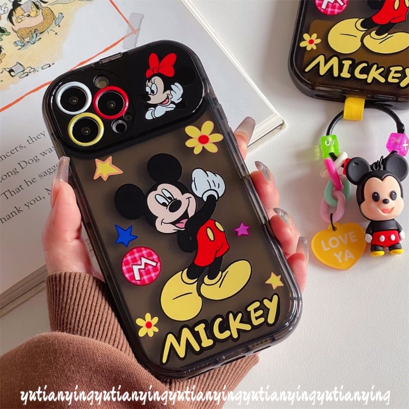 IPHONE Flip Make Up Cermin Mickey Minnie Mouse Cute Case Kompatibel Untuk Iphone14 11 13 12 Pro Max7 8 Plus X XR XS Max SE 2020 Shockproof Soft TPU Kartun Disney Phone Cover